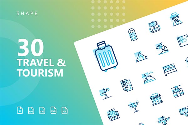 时尚高端简约好用的专业旅游旅行度假图标icon大集合（AI，EPS，JPG，PDF，PNG，SVG）