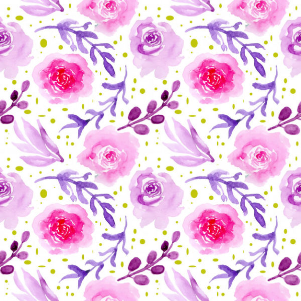 紫色水彩无缝花卉图案背景