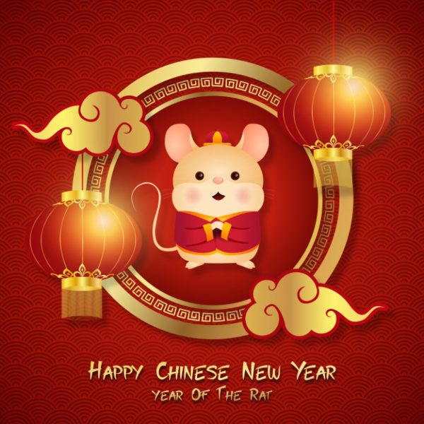 中国新年鼠年广告贺卡模板