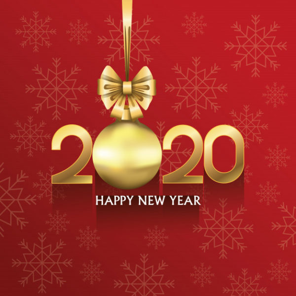 2020金色新年数字悬挂球装饰素材