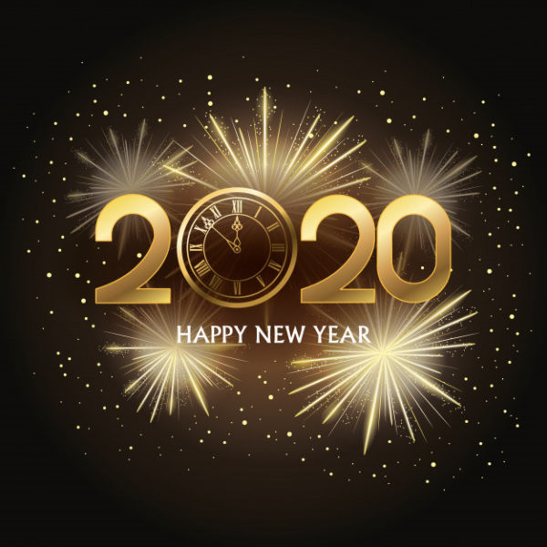 2020新年数字时钟卡片装饰