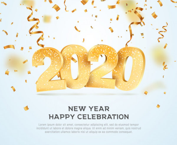 金色2020新年庆祝装饰素材