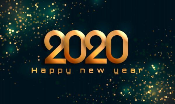 金色2020新年快乐庆祝素材