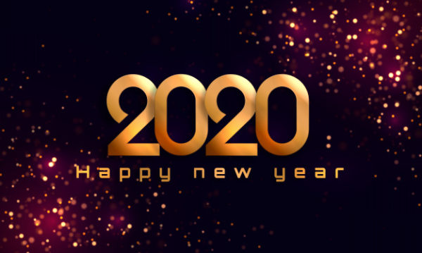 暗紫色2020新年庆祝背景素材