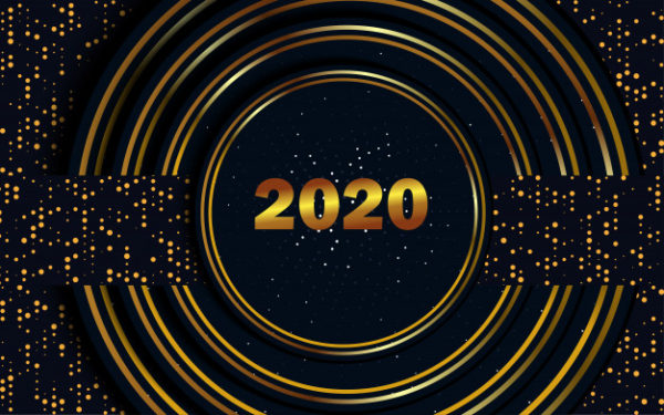 现代化2020新年字体闪光背景