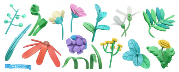 优质矢量卡通风格的春季花卉插画素材