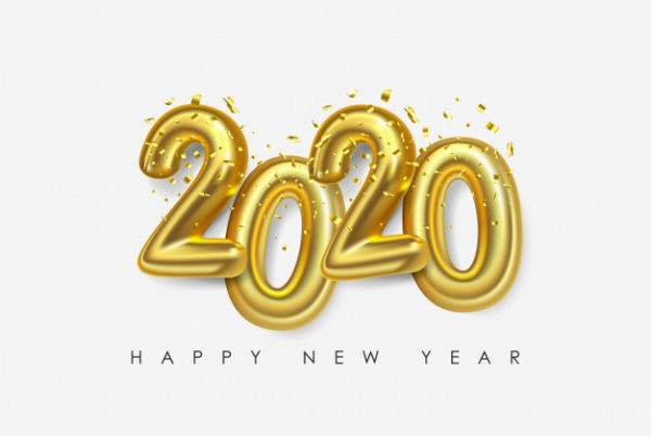 金色2020新年字体设计背景