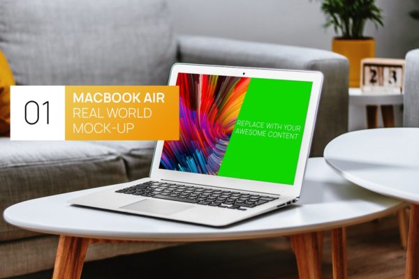 MacBook Air真实世界照片内饰模型UI样机样机展示模型mockups