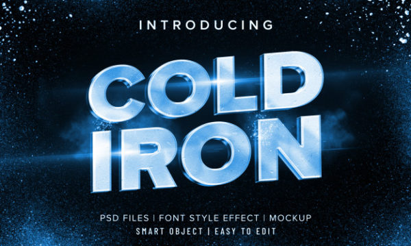 冷酷的冰雪3D字体风格设计样机