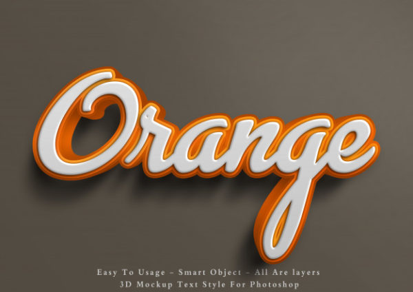 3d橙色文字风格的效果样机