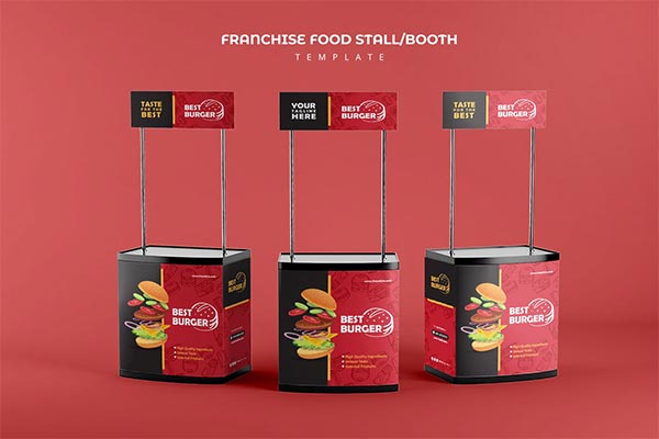 高品质的美食广场超市食品摊位包装设计模板（AI，EPS，PDF）