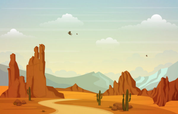 美丽的西部沙漠景观与天空岩石悬崖山插图