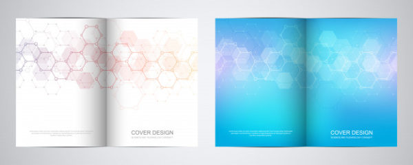 六边形几何双折小册子模板Bi fold brochure template with hexagons pattern | Premium Vector Bi fold brochure template with hexagons pattern | Premium Vector