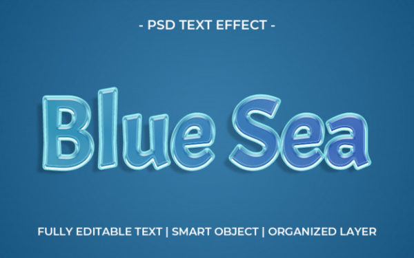 蓝色海洋文本效果模板