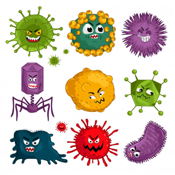 卡通病毒细菌插画