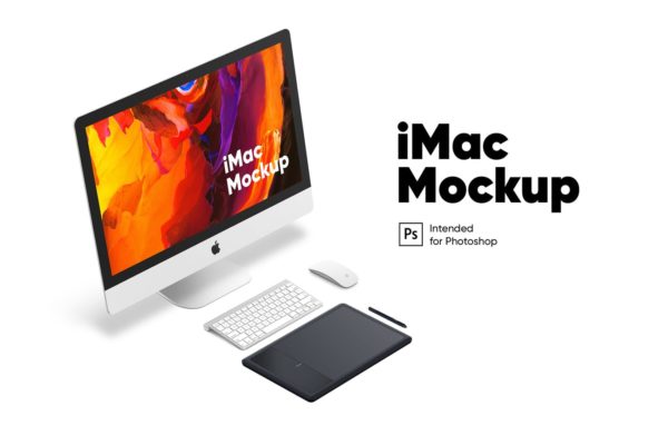 Workplace iMac UI样机展示模型mockups