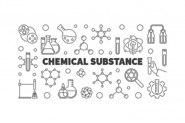 化学物质粒子科技轮廓图标插图Chemical substance chemistry outline icon illustration | Premium Vector