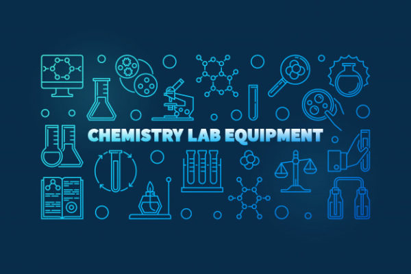 化学实验室设备蓝色轮廓banner背景