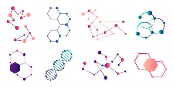 优质矢量分子连接链模型插画