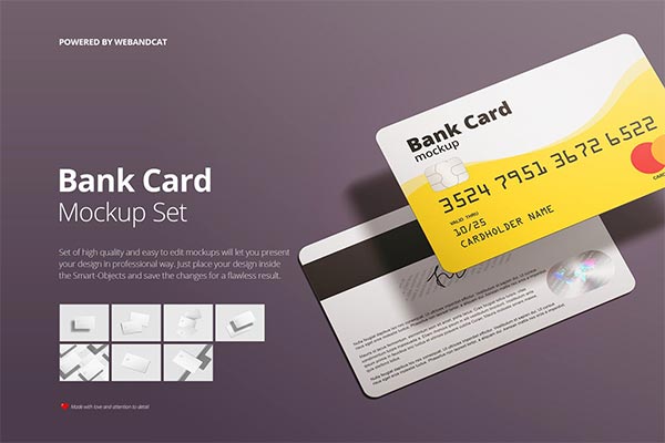 高品质的时尚高端会员卡银行卡芯片卡名片设计VI样机展示模型mockups