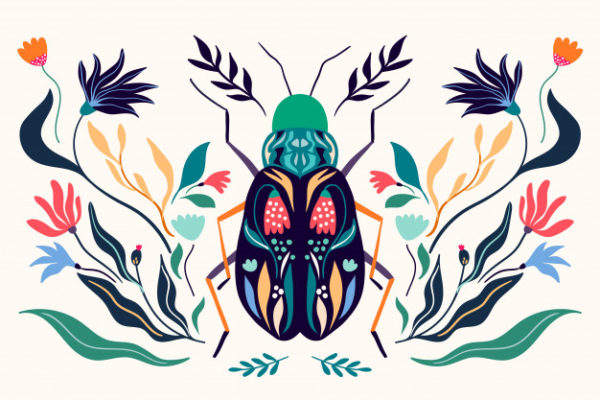 春季昆虫装饰海报横幅插画
