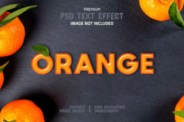 可编辑的橙色文本特效字体样式[PSD]