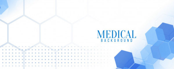 优雅的医疗蓝色六角形插画 Elegant medical blue hexagonal banner Vector