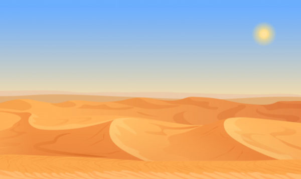 空阔的沙漠景观矢量插画