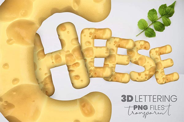 时尚高端奶酪芝士3D立体英文字体字母集合（png）