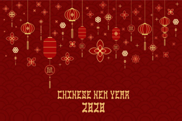 平面风格中国新年横幅背景