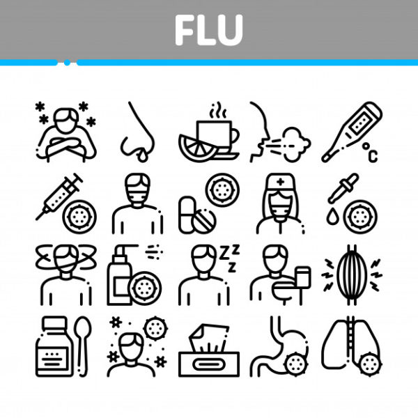 流感症状医学收集图标
