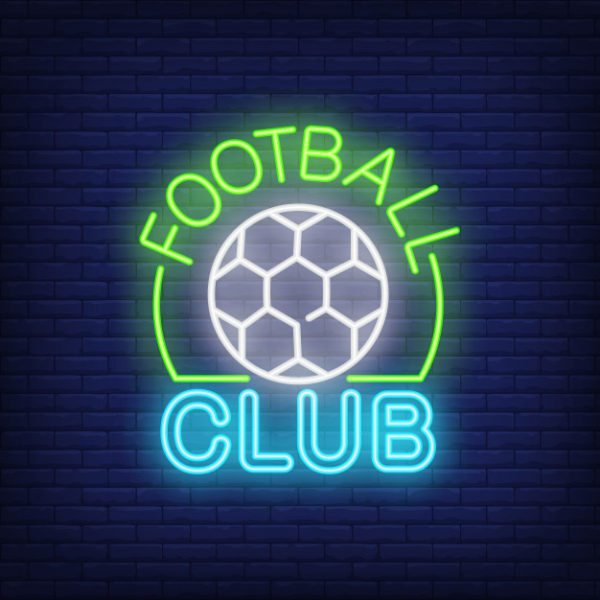 足球俱乐部字体设计的霓虹灯样式