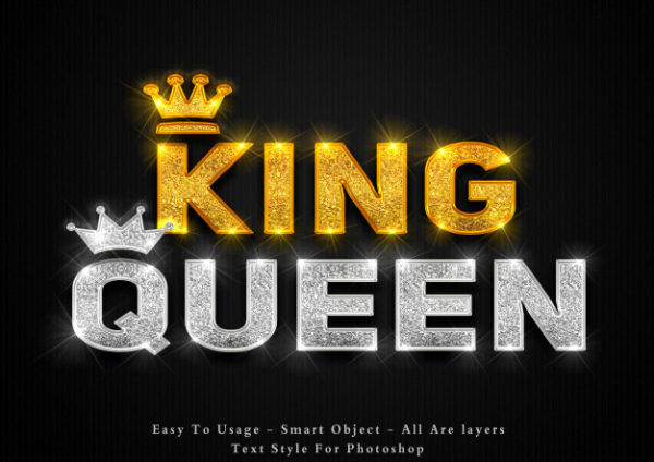 金色king和银色queen的文字风格效果