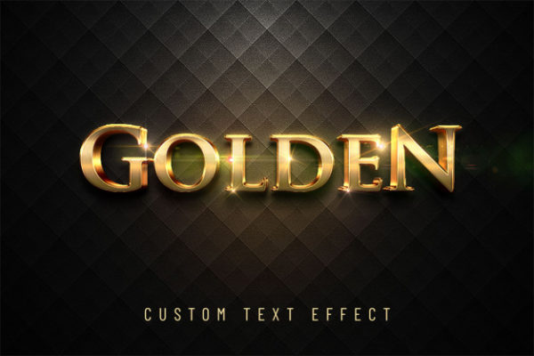 金色闪亮的3d文字效果样式