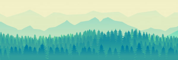 绿色的自然森林景观矢量插画