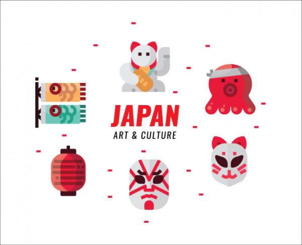 日本平面设计的艺术和文化插画[EPS]