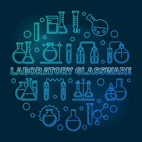 实验室玻璃器皿蓝色圆型插图