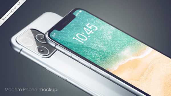 现代像素完美的iPhone11手机展示样机模型