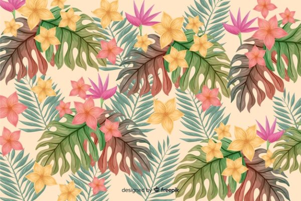 自然热带花卉植物插画背景
