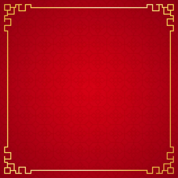中式风格的装饰镶边设计红色背景[EPS]