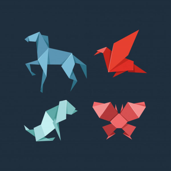 折纸宠物和野生动物图形