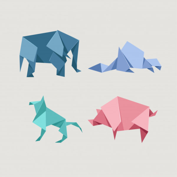 抽象的野生折纸动物集