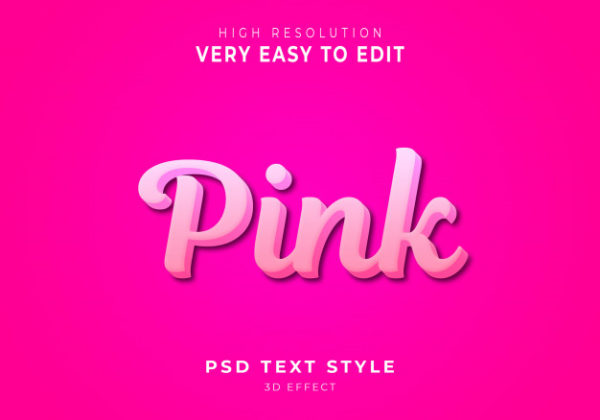 粉红色的3d文字效果样式