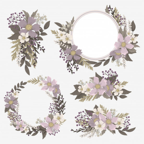 紫色花卉框架剪贴画素材集