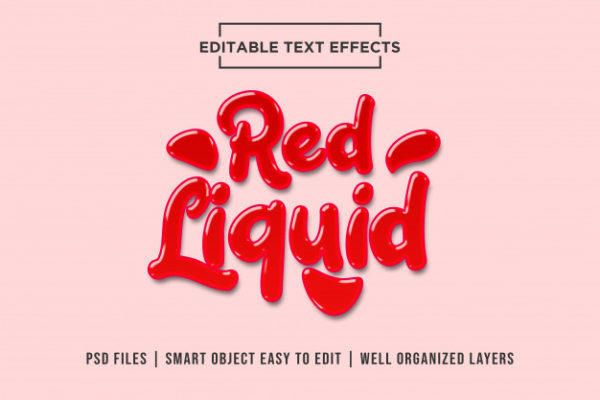 红色液体可编辑的文字效果模型