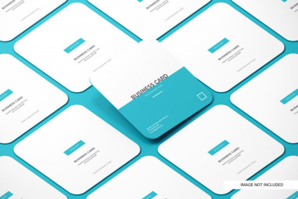 圆形方形名片展示样机模型 Rounded square business card mockups | Premium PSD File