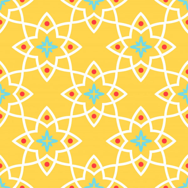 黄色无缝花纹阿拉伯装饰瓷砖背景[EPS]