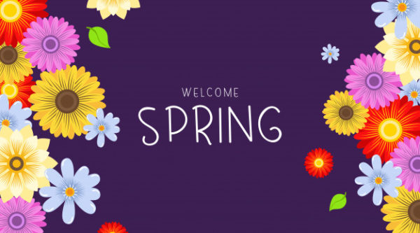 春季花卉装饰与字母插画