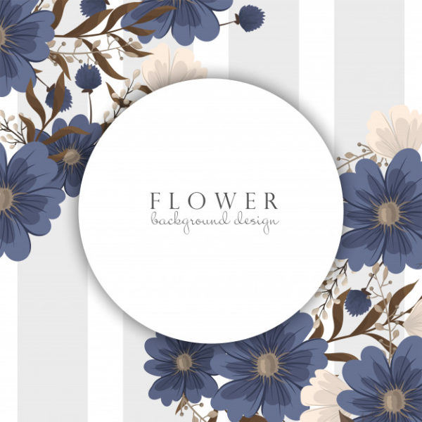 蓝色水彩花卉设计框架素材