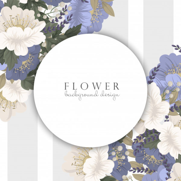 浅蓝色水彩花卉设计框架素材